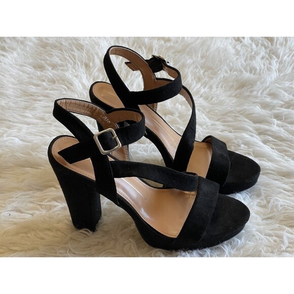 REPORT Women’s Size 7 Ligon Black Chunky Heels Sandals - Picture 4 of 11